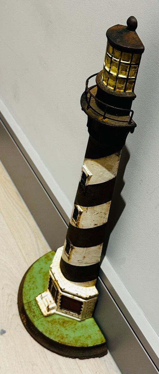 Circa 1920s Art Deco Cape Hatteras North Carolina Lighthouse Cast Iron Doorstop photo vinterior