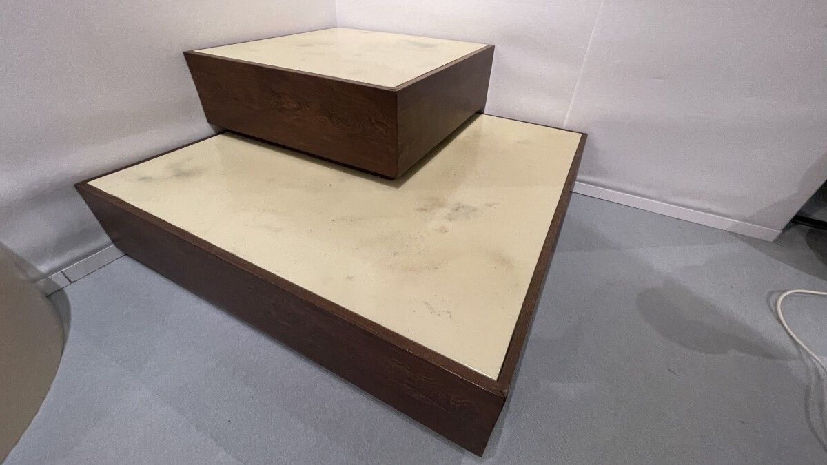 Jef Verbrak, Set Of 2 Coffee Tables (Paintings) In Wenge Wood, Minimalist Modernist Design, Ca 1970 photo furniture