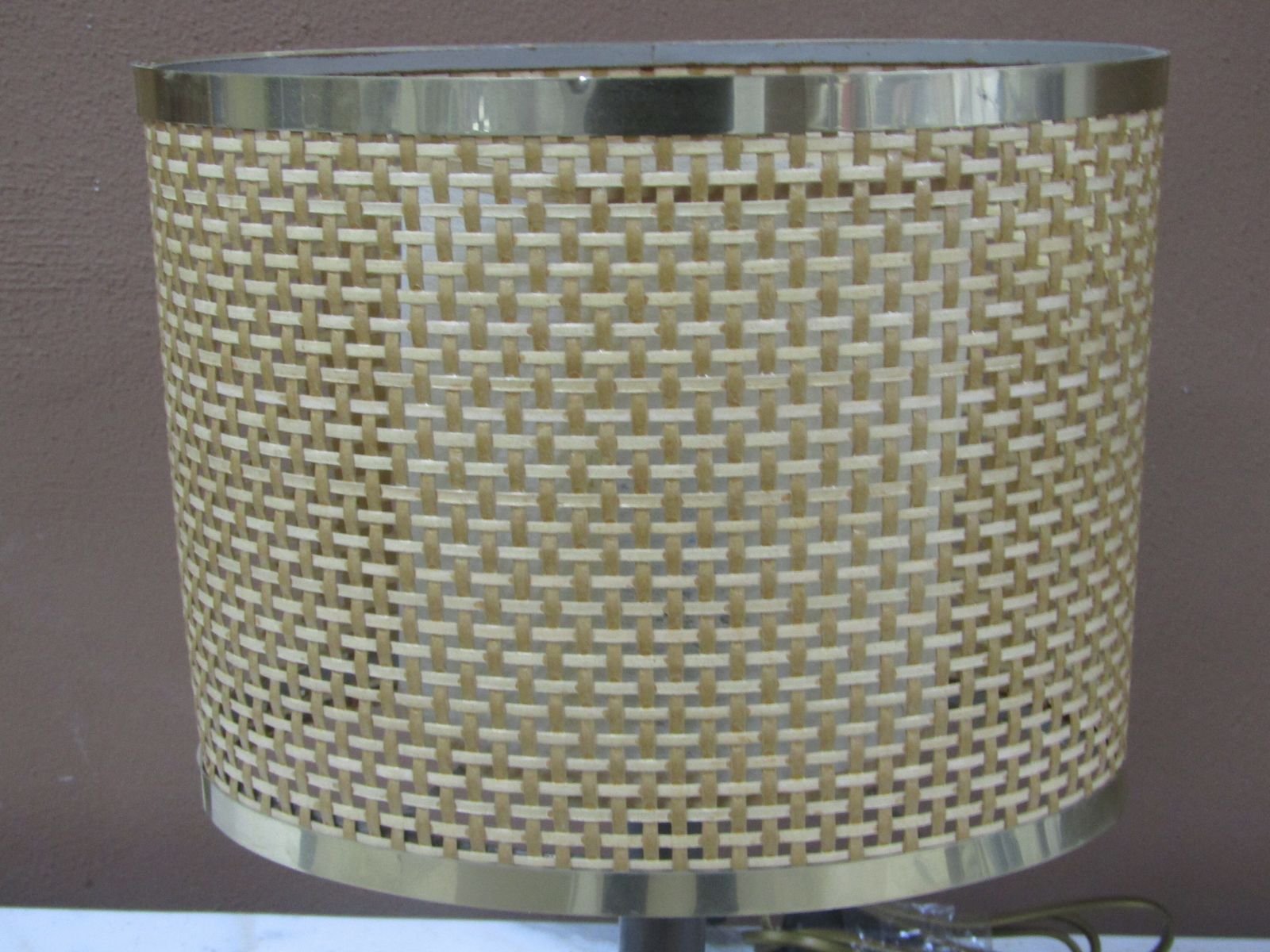 Abat Jours In Brass And Vimini photo for sale