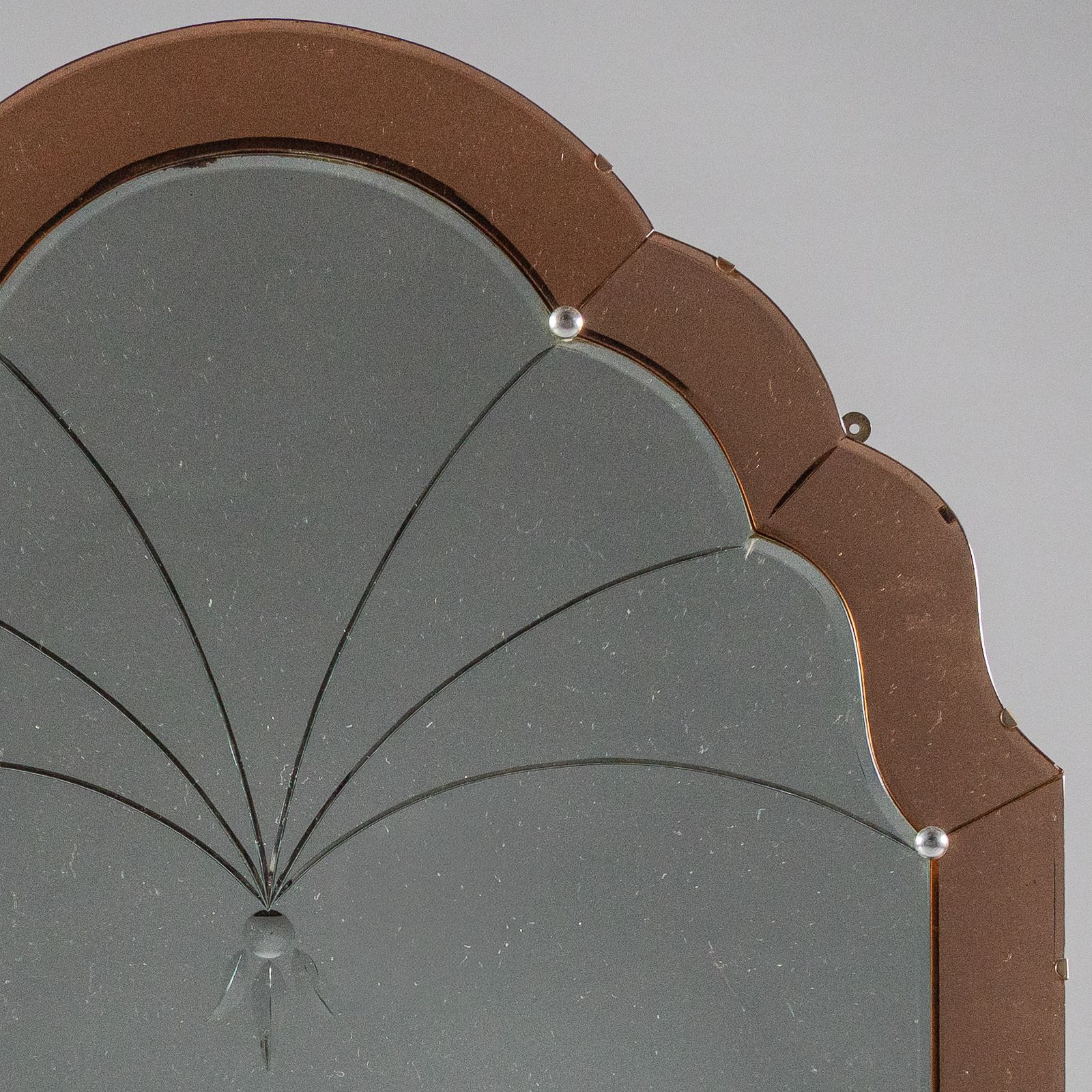 English Art Deco Peach Coloured Overmantle Mirror photo furniture