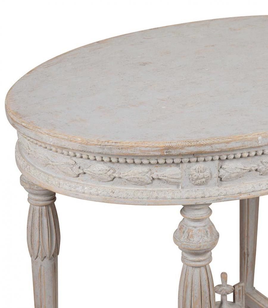20th Century Swedish Gustavian Style Oval Table With Carved Decorative Detailing photo 3400.0