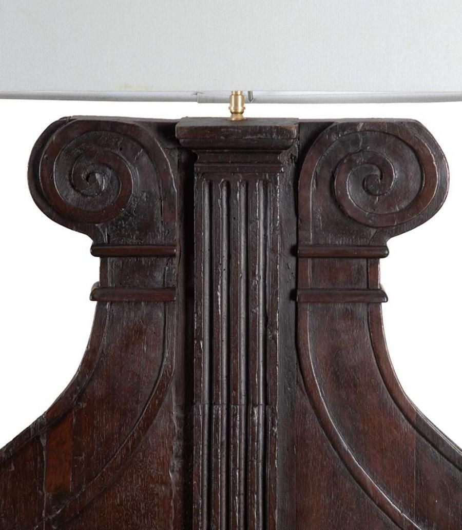Large Pair Of 19th Century Italian Carved Wooden Lamps photo for sale
