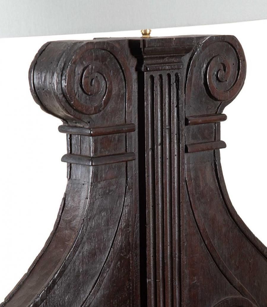 Large Pair Of 19th Century Italian Carved Wooden Lamps photo buy