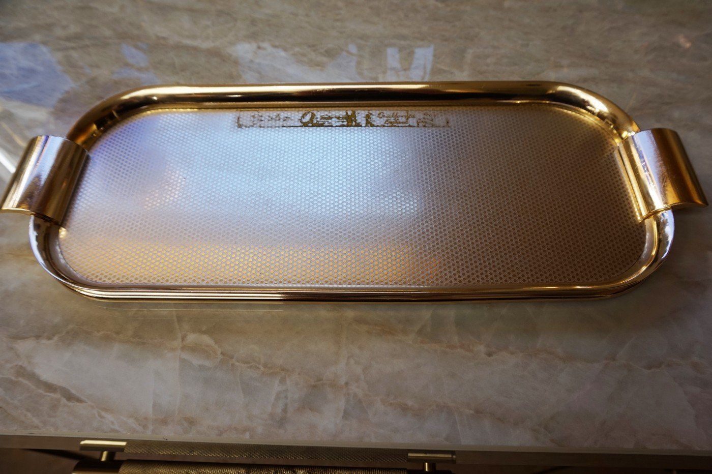464.0 Vintage Hollywood Regency Gold Bar Cart, 1960s photo