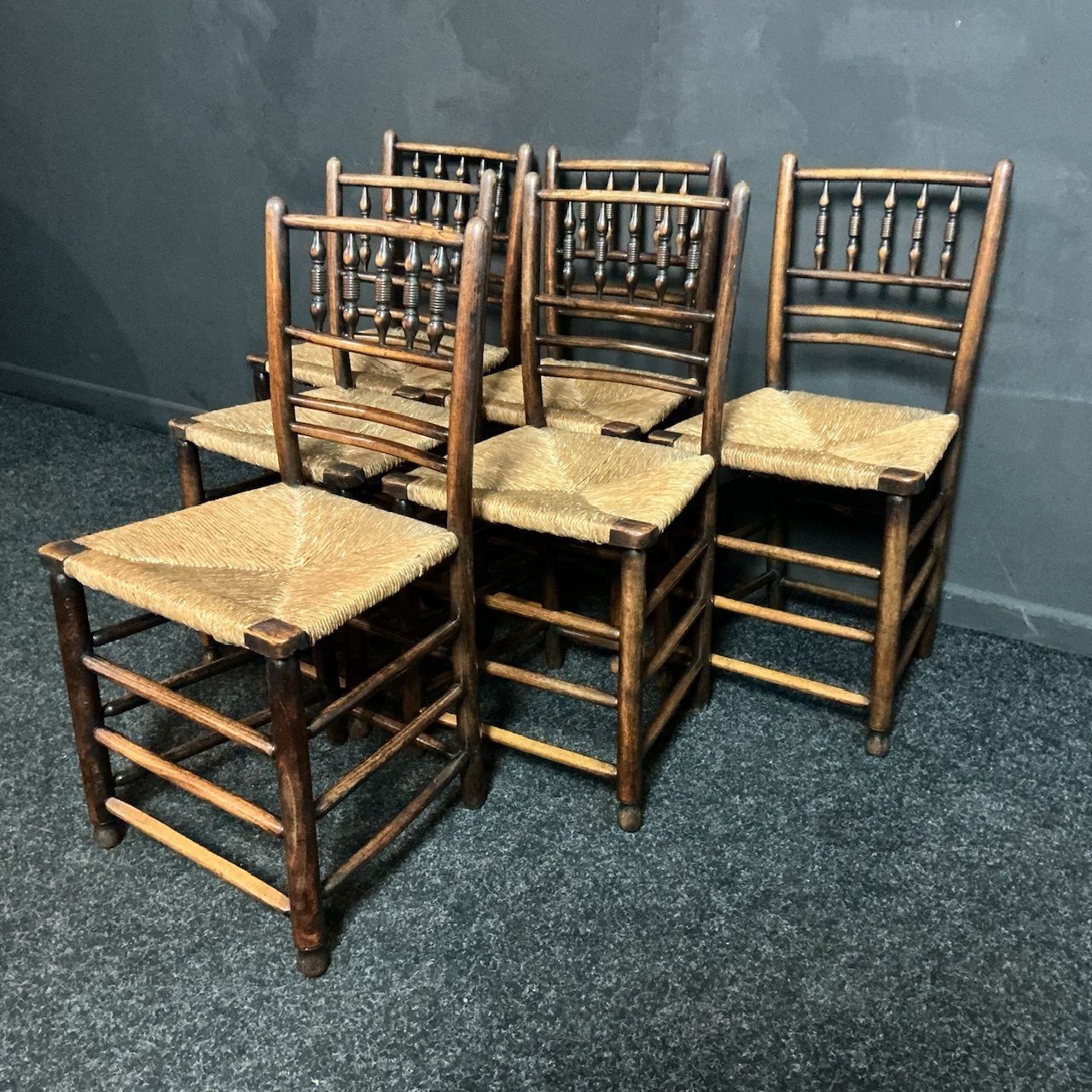 Set Of Antique Ash Country Chairs photo vinterior