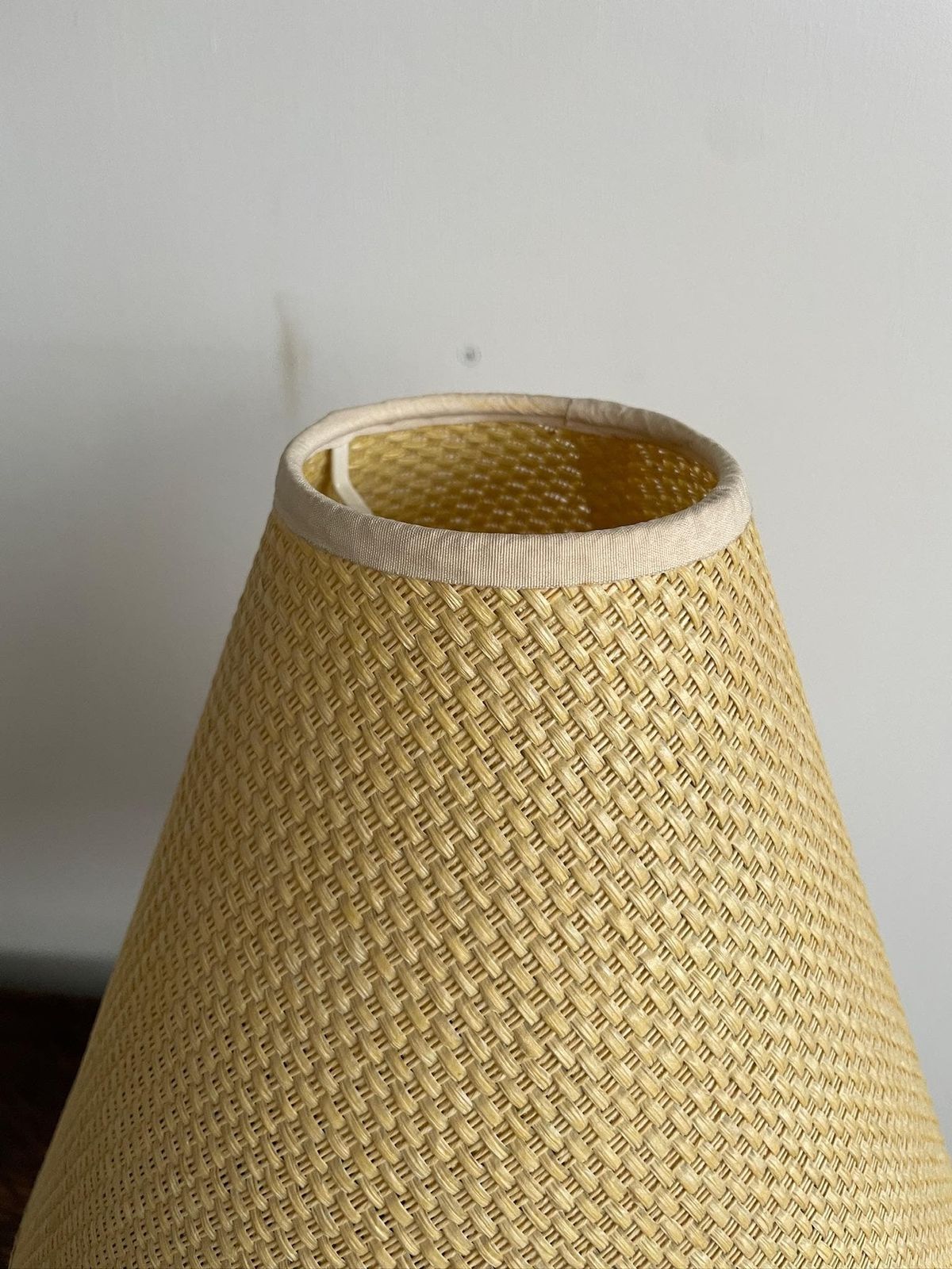 Vintage Mid Century West German Ceramic Lamp And Woven Cream Shade photo Lighting