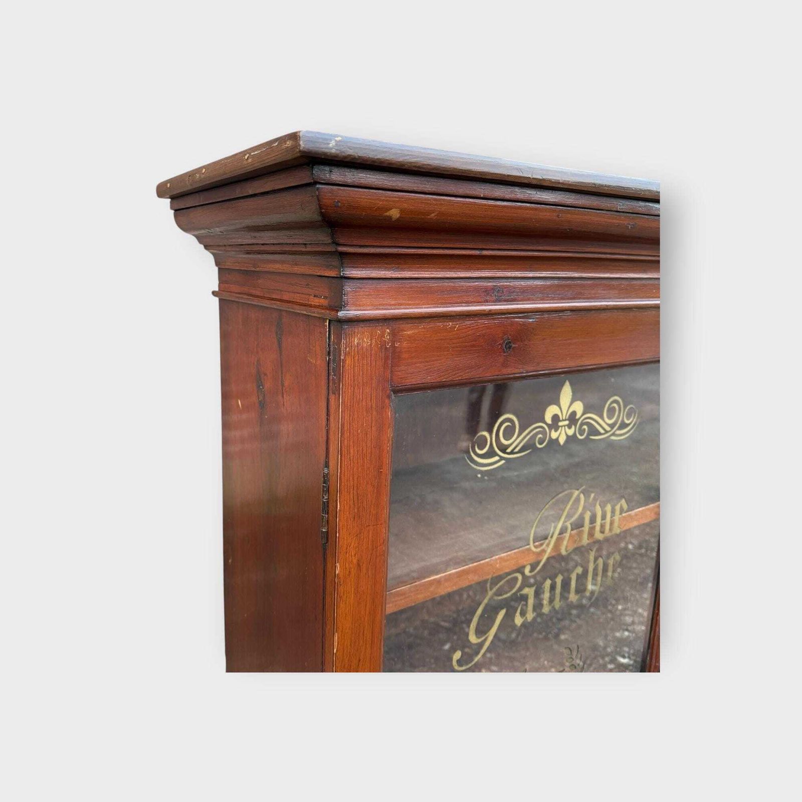 Early 20c 2 Door Glazed Bookcase Cupboard With Later Lettering photo buy