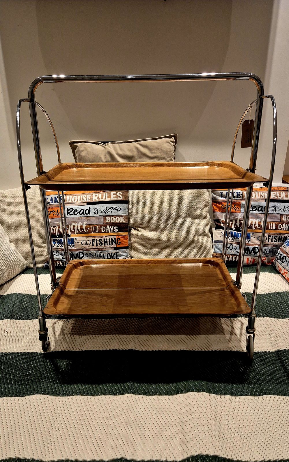 Retro Bremshey & Co Dinette German Chrome Two Tier Folding Serving Trolley   Mid 20th Century