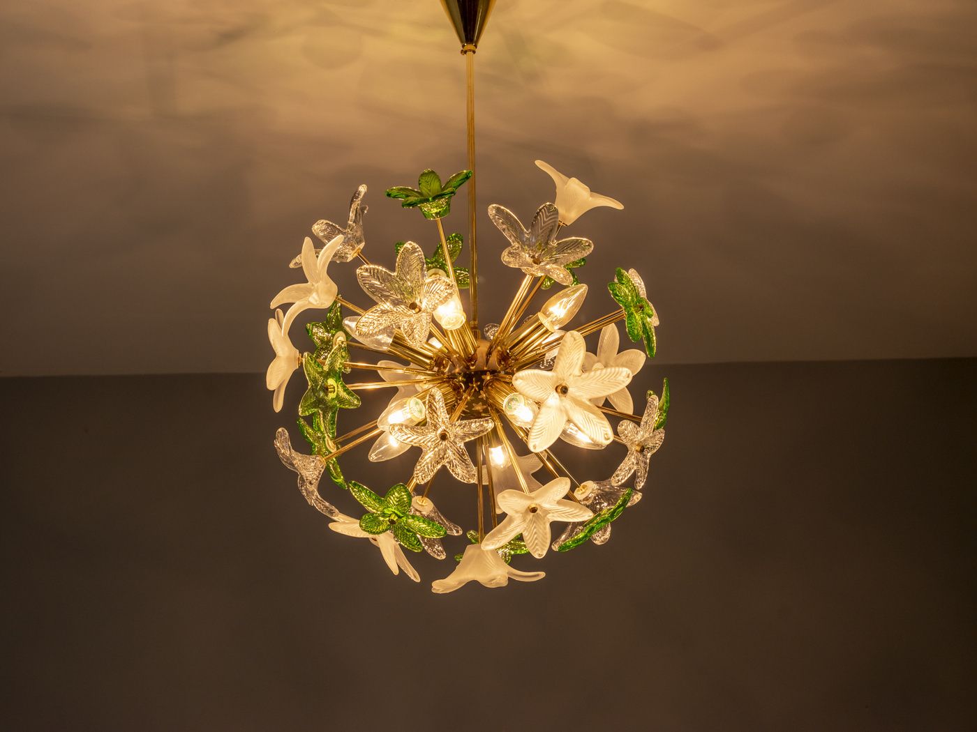 Sculptural Floral Glass Chandelier, Czechoslovakia, 1970s–1980s photo furniture
