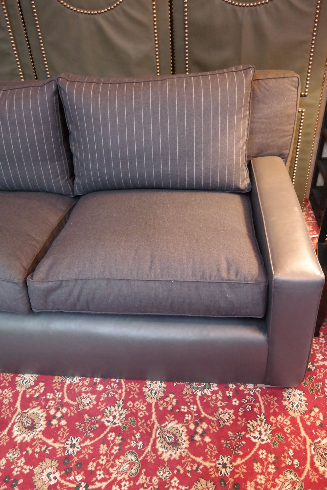 George Smith 7 Seater Large Corner Sofa Leather Wool Charcoal Grey Rrp£17000 photo furniture