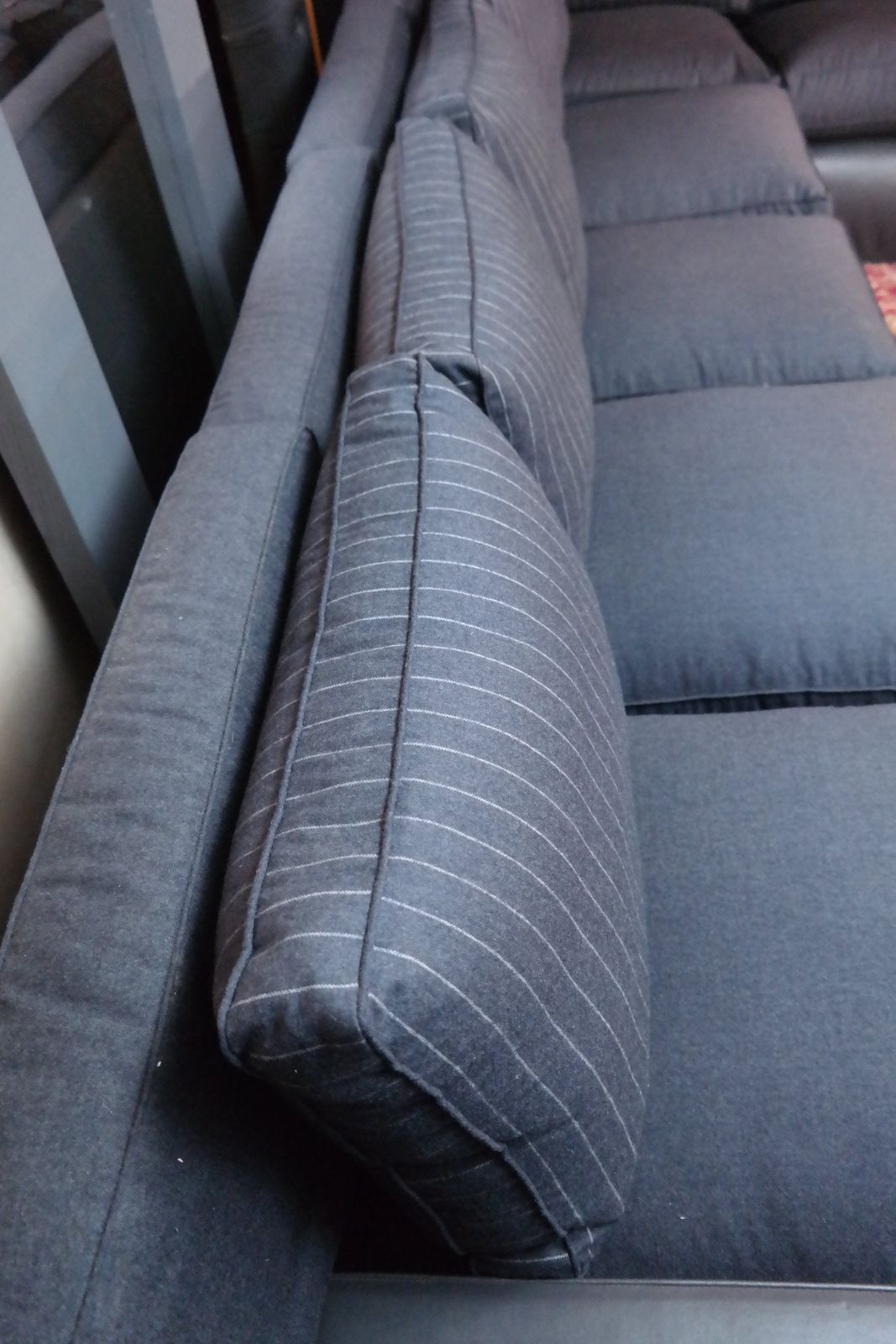 photo vinterior George Smith 7 Seater Large Corner Sofa Leather Wool Charcoal Grey Rrp£17000