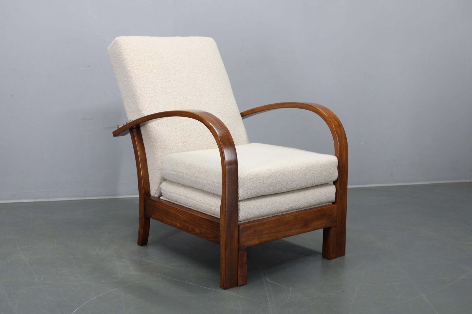 Convertible Art Deco Bouclé Armchair, Czechoslovakia, 1940s photo furniture