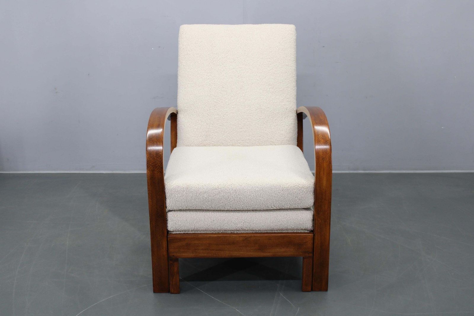 Convertible Art Deco Bouclé Armchair, Czechoslovakia, 1940s photo for sale
