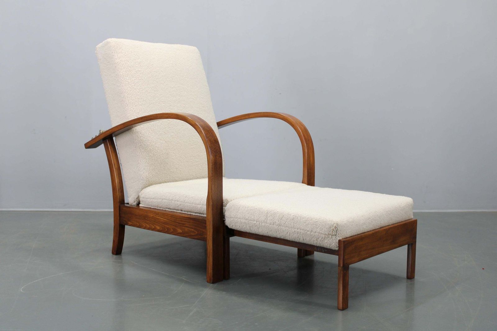 Convertible Art Deco Bouclé Armchair, Czechoslovakia, 1940s photo buy