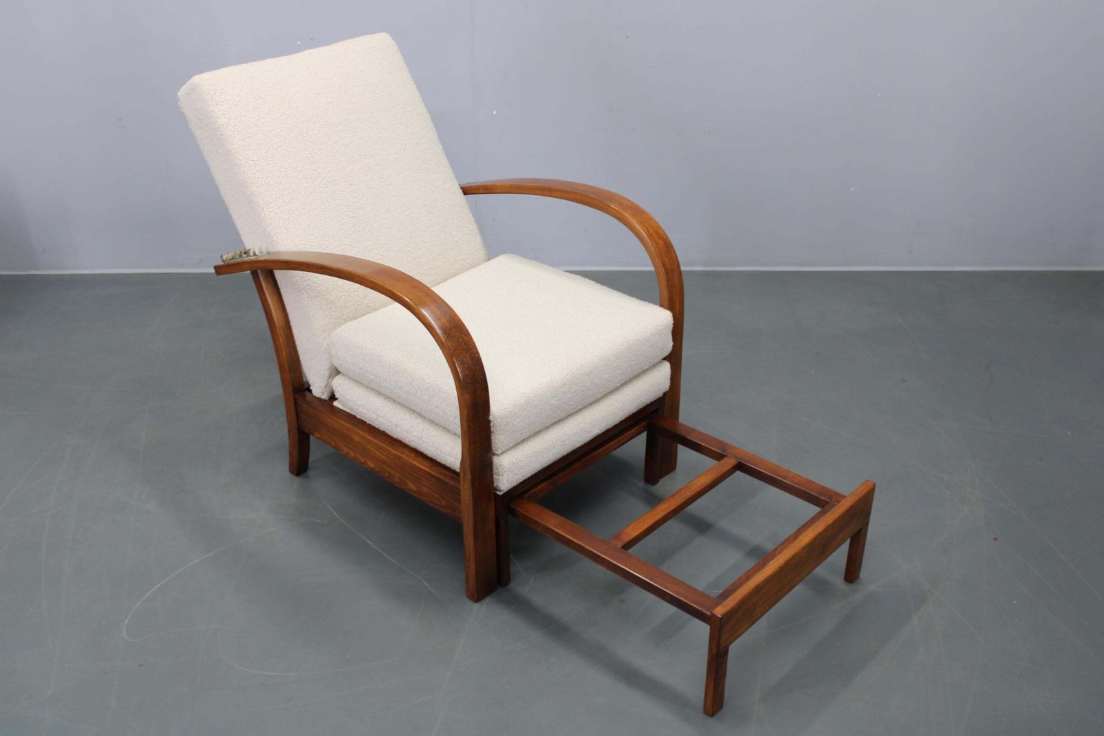 Convertible Art Deco Bouclé Armchair, Czechoslovakia, 1940s photo vintage