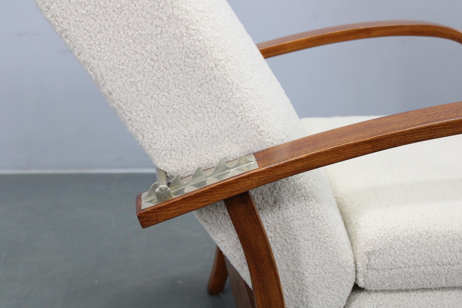 photo furniture Convertible Art Deco Bouclé Armchair, Czechoslovakia, 1940s