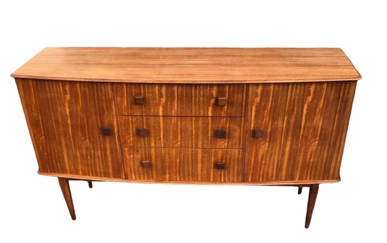 Walnut & Teak,  Mid Century Modern, Geometric Tv Stand, Media Cabinet photo Furniture