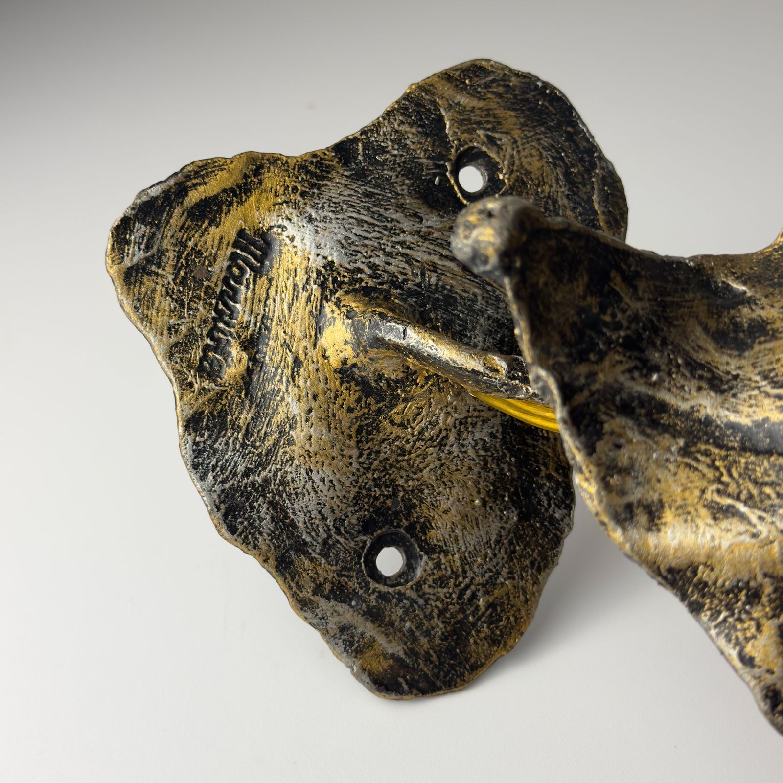 Original Metal Brutalist Wall Lamp By Salvino Marsura, Italy 1970s photo for sale