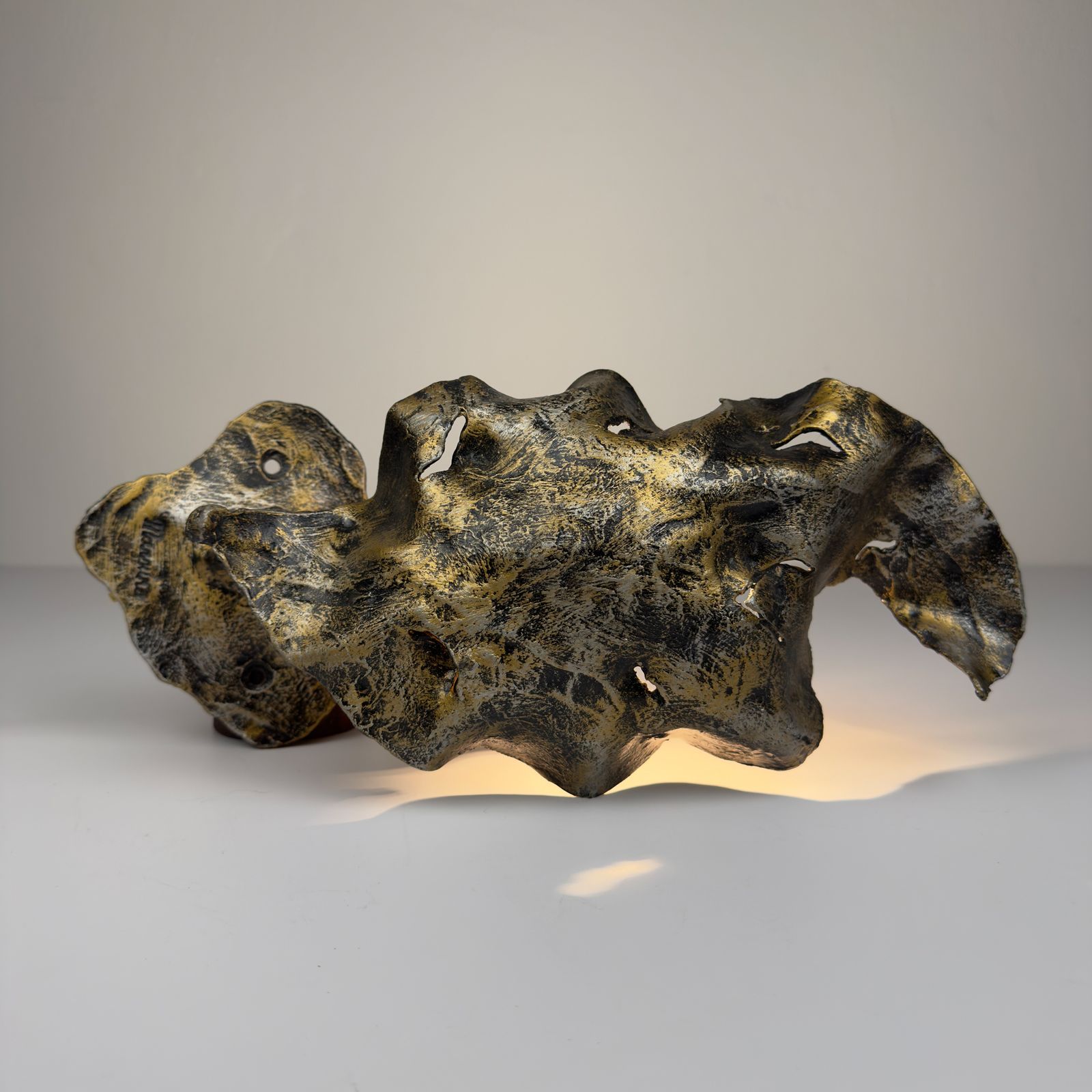 Original Metal Brutalist Wall Lamp By Salvino Marsura, Italy 1970s photo Lighting