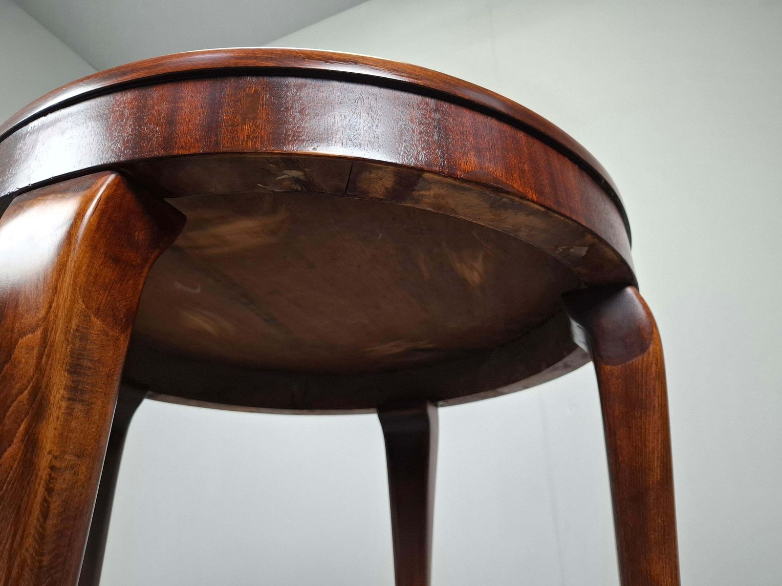 1930s Czechoslovak Art Deco Round Table In Wood And Veneer photo furniture
