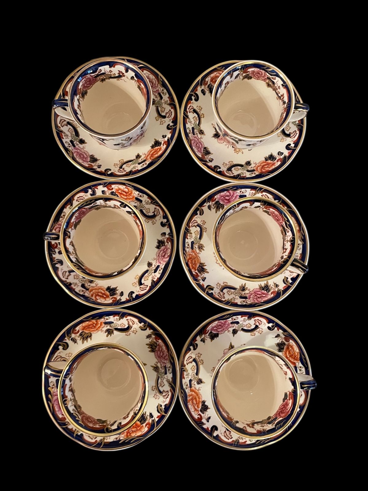 Set Of Six Masons Ironstone Blue Mandalay Tea Cup & Saucer   First Quality photo furniture