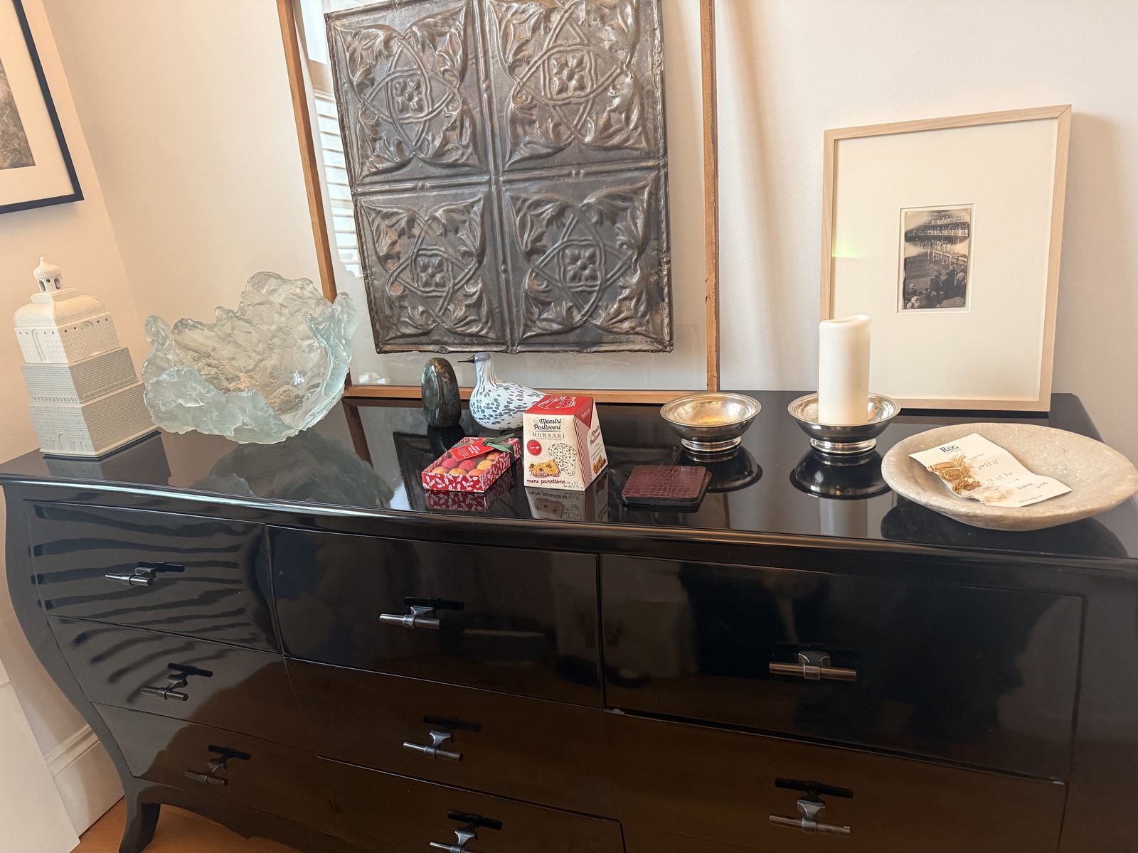 Art Deco Style Sideboard In Black Piano Lacquer High Gloss In Very Good Condition. Rrp £5,500 photo furniture