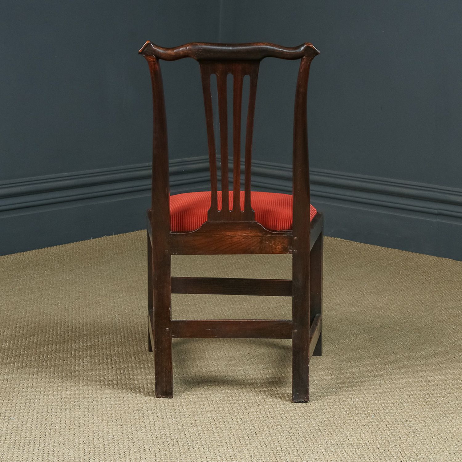 English Pair / Two Georgian Chippendale Country Elm Office Desk Dining Chairs (Circa 1780) photo for sale