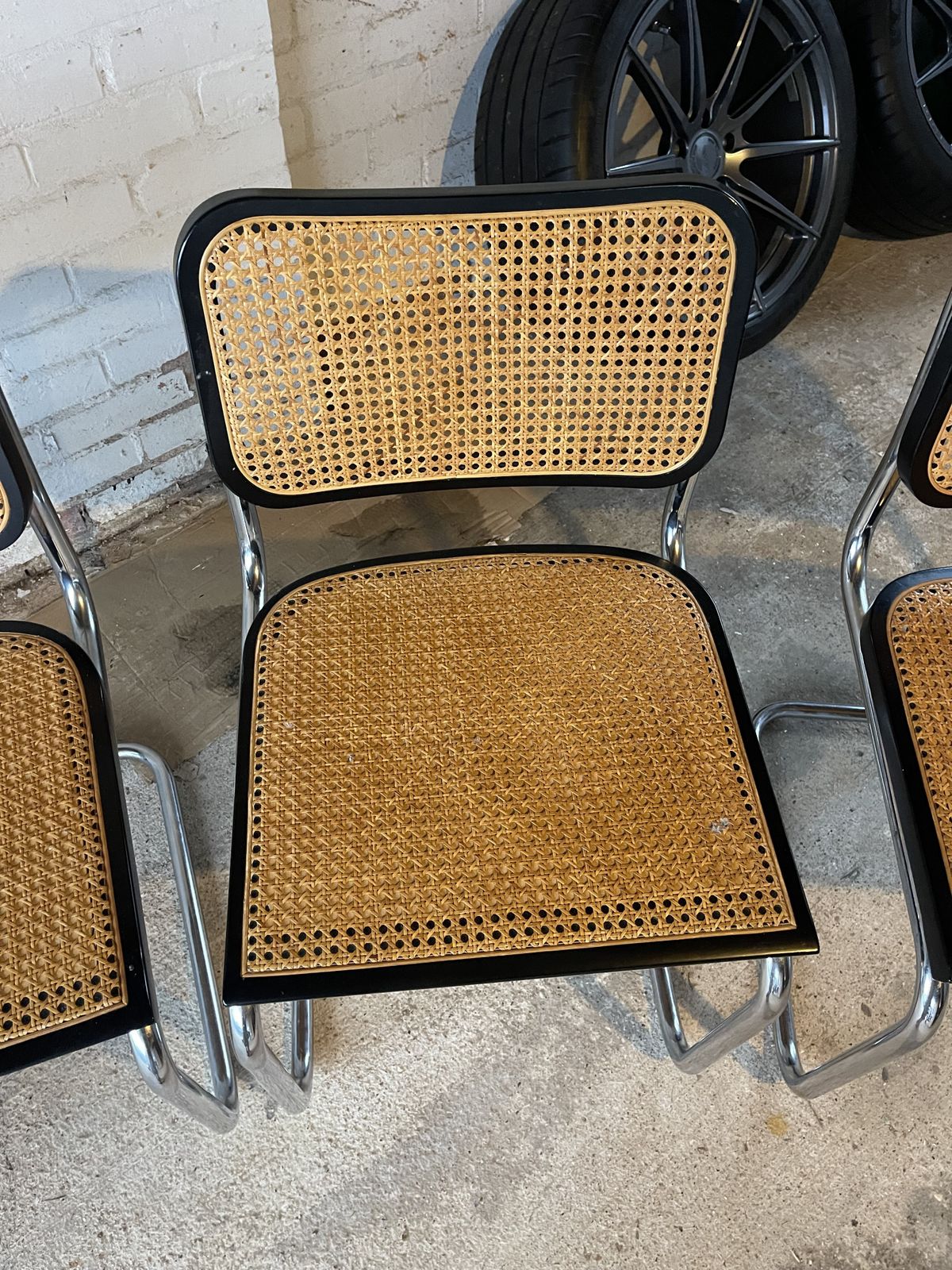 Set Of 6 Vintage Marcel Breuer Habitat Chairs – Cane & Chrome – Made In Italy (1970s) photo for sale