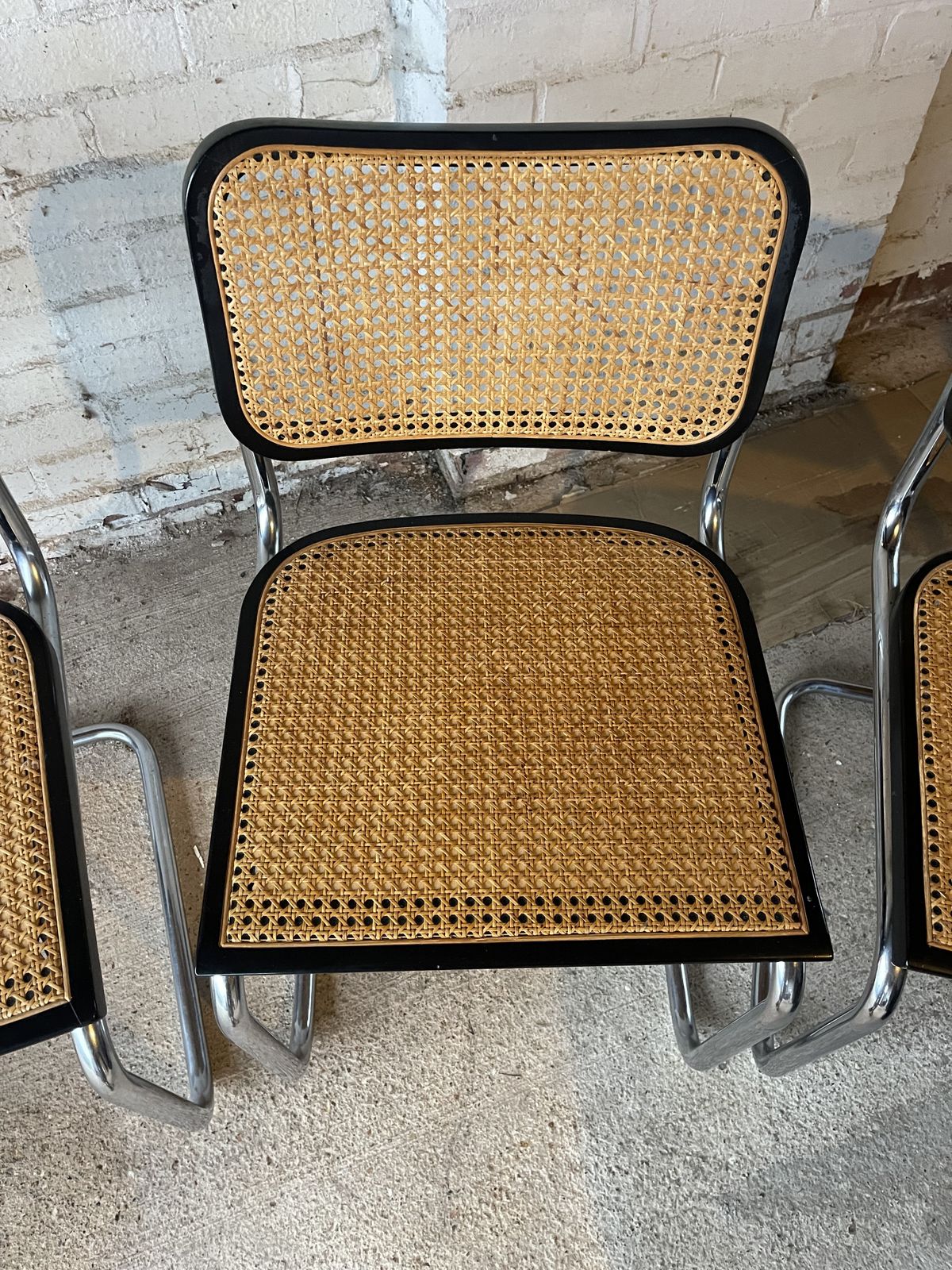 Set Of 6 Vintage Marcel Breuer Habitat Chairs – Cane & Chrome – Made In Italy (1970s) photo Furniture