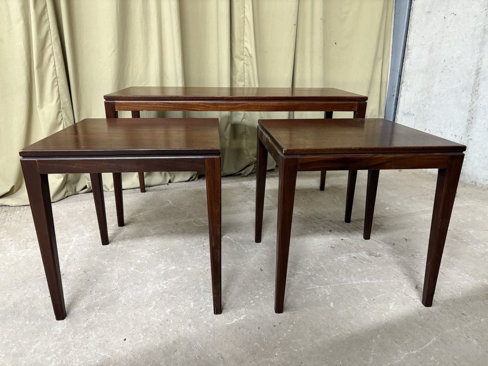 Vtg Mid Century Teak Nest Of Side Tables Scandi Danish Style Retro R1019 photo vintage