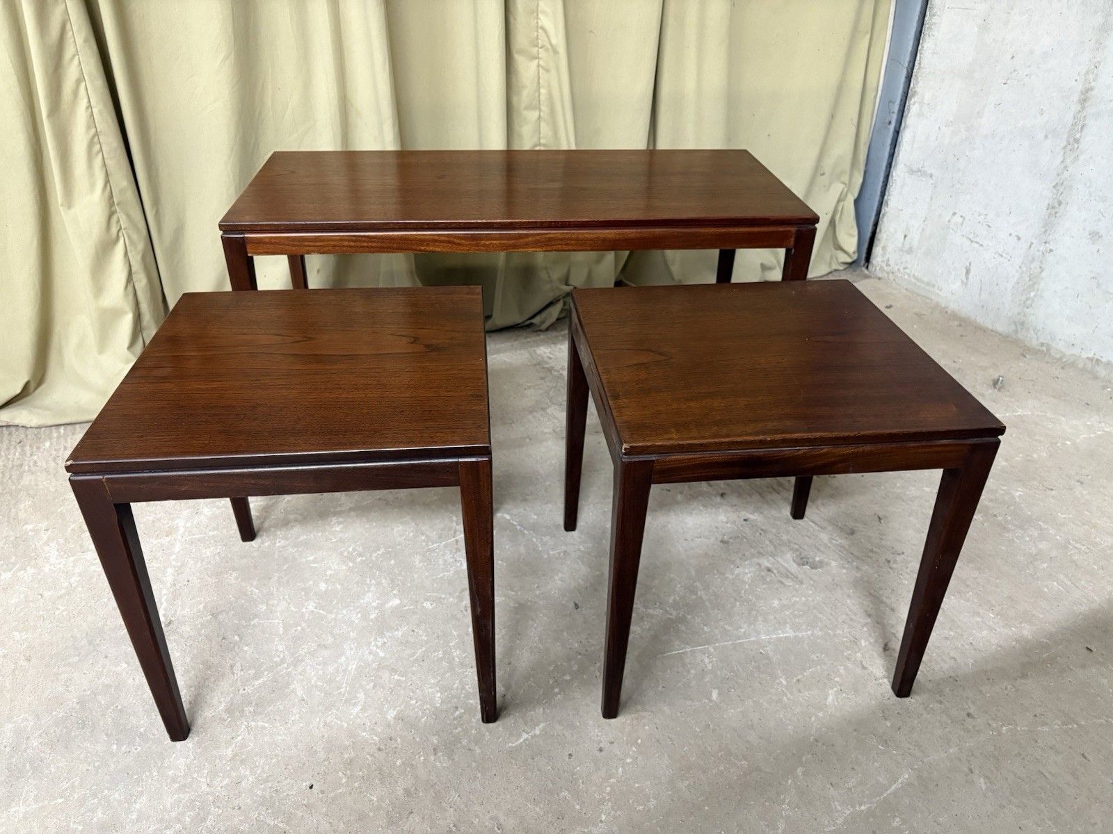 Furniture Vtg Mid Century Teak Nest Of Side Tables Scandi Danish Style Retro R1019 photo