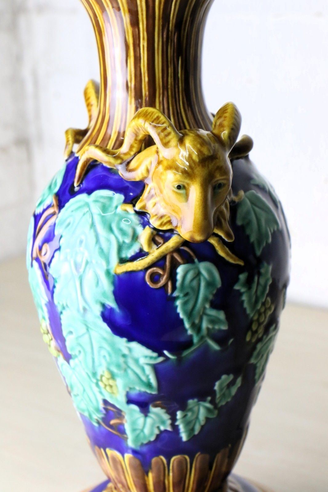 photo buy Table Lamp Vintage Majolica European Lamp Decorative Ceramic Lamp Refurbished