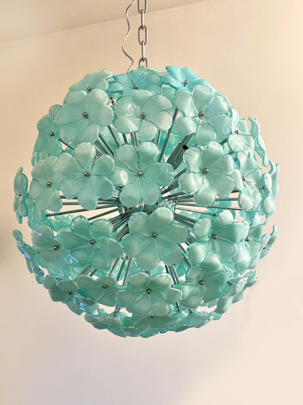 Venetian Green Wather Flowers Murano Glass Sputnik Chandelier photo vinterior