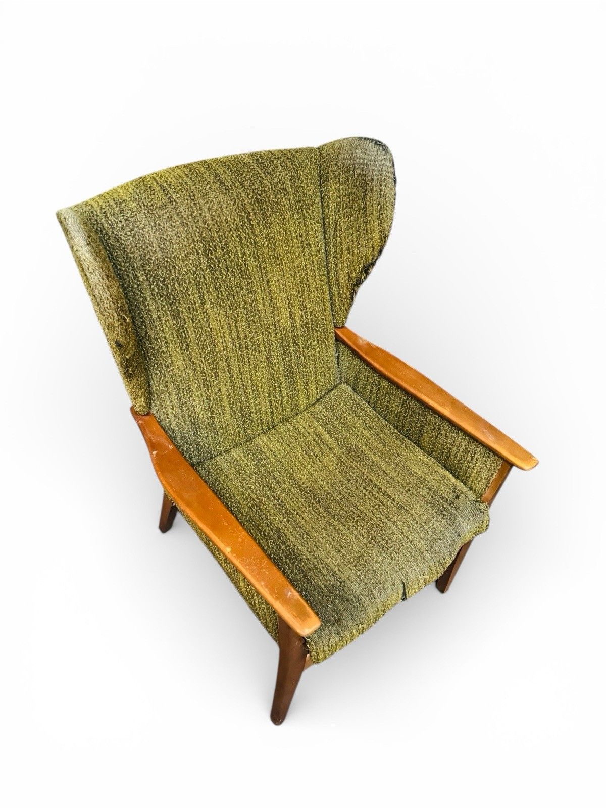 Two Mid Century Wing Back Beech Armchairs Parker Knoll And Cintique Project photo vintage