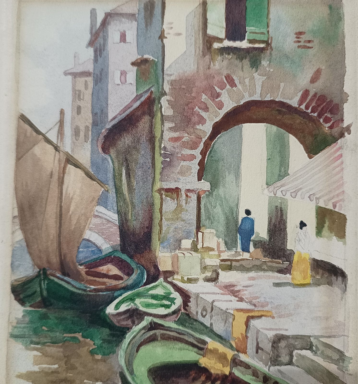 Original Watercolour Painting Whitney Quayside Scene Unframed. photo Art