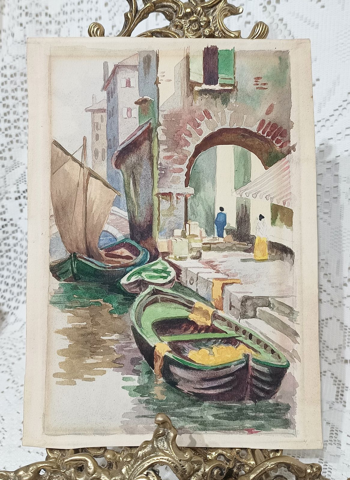 photo furniture Original Watercolour Painting Whitney Quayside Scene Unframed.