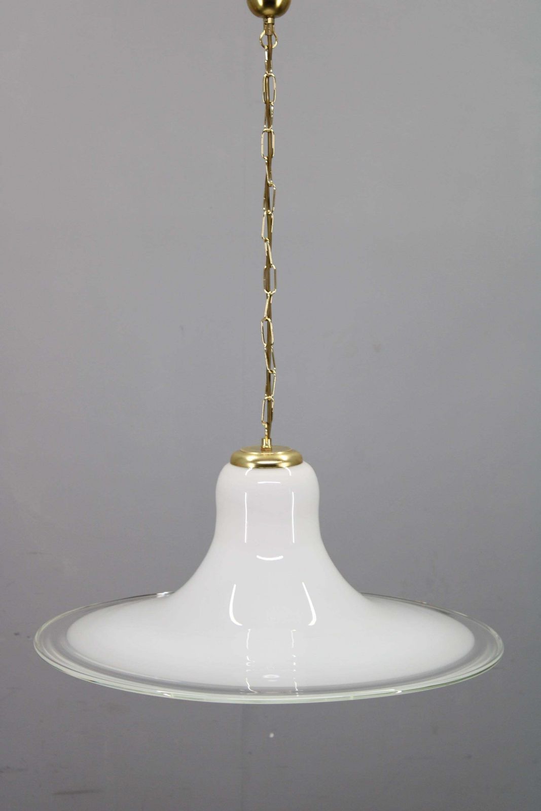 Italian Mid Century Glass And Brass Pendant Light, 1960s photo for sale