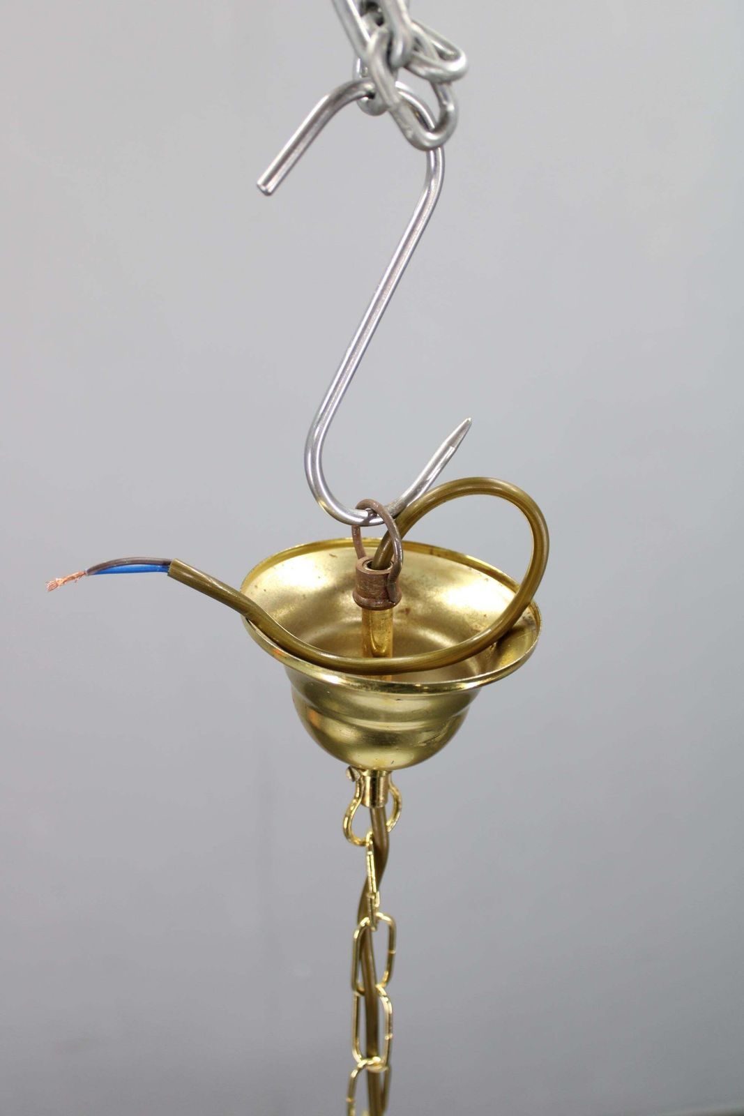 Italian Mid Century Glass And Brass Pendant Light, 1960s photo buy