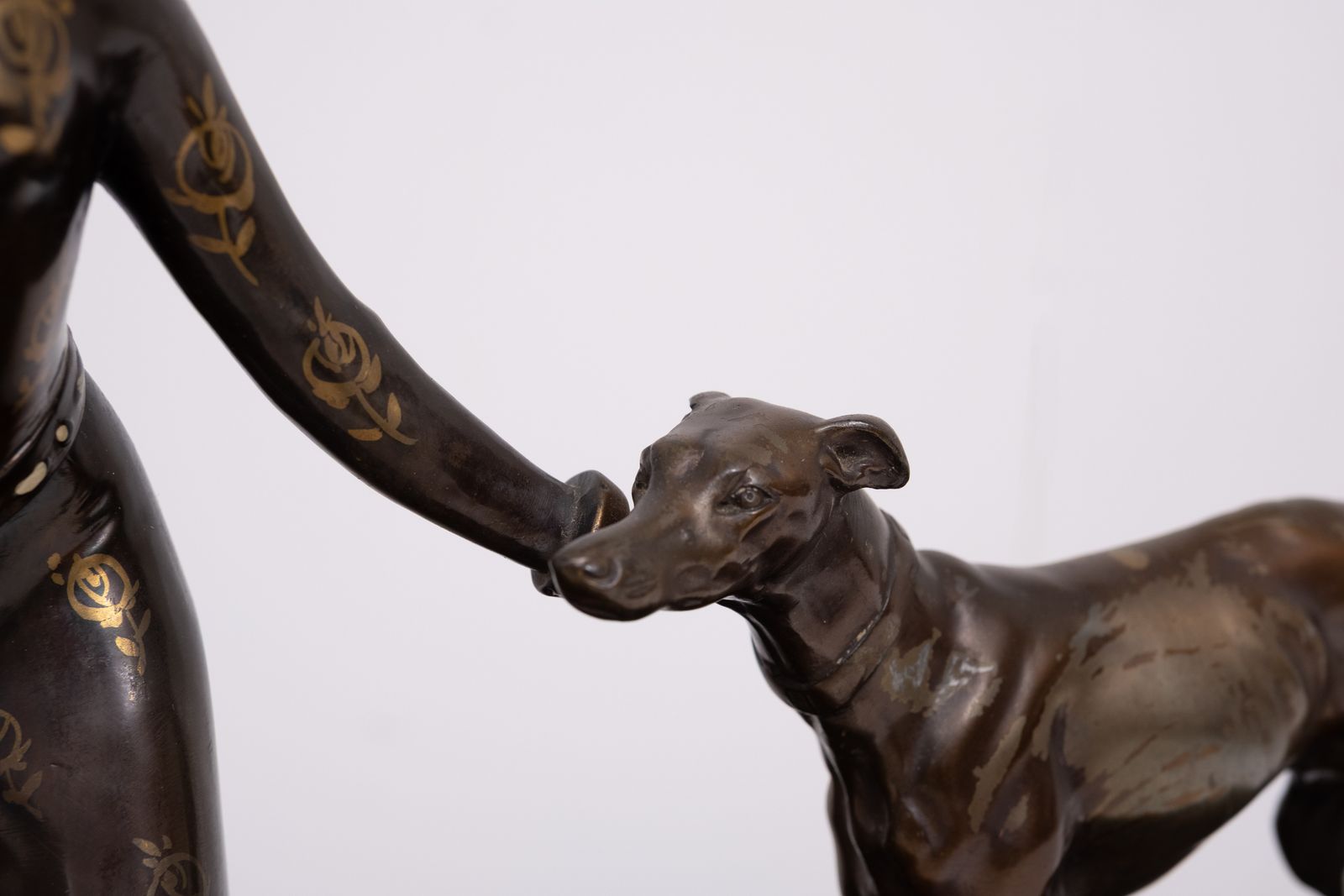 Art Deco Sculpture Of Woman With Greyhounds 1920/30s France photo furniture