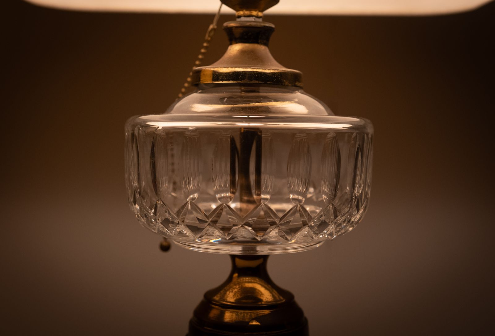 Heyco Set Brass And Crystal Glass Table Lamps With Shades 1960s USA photo vintage