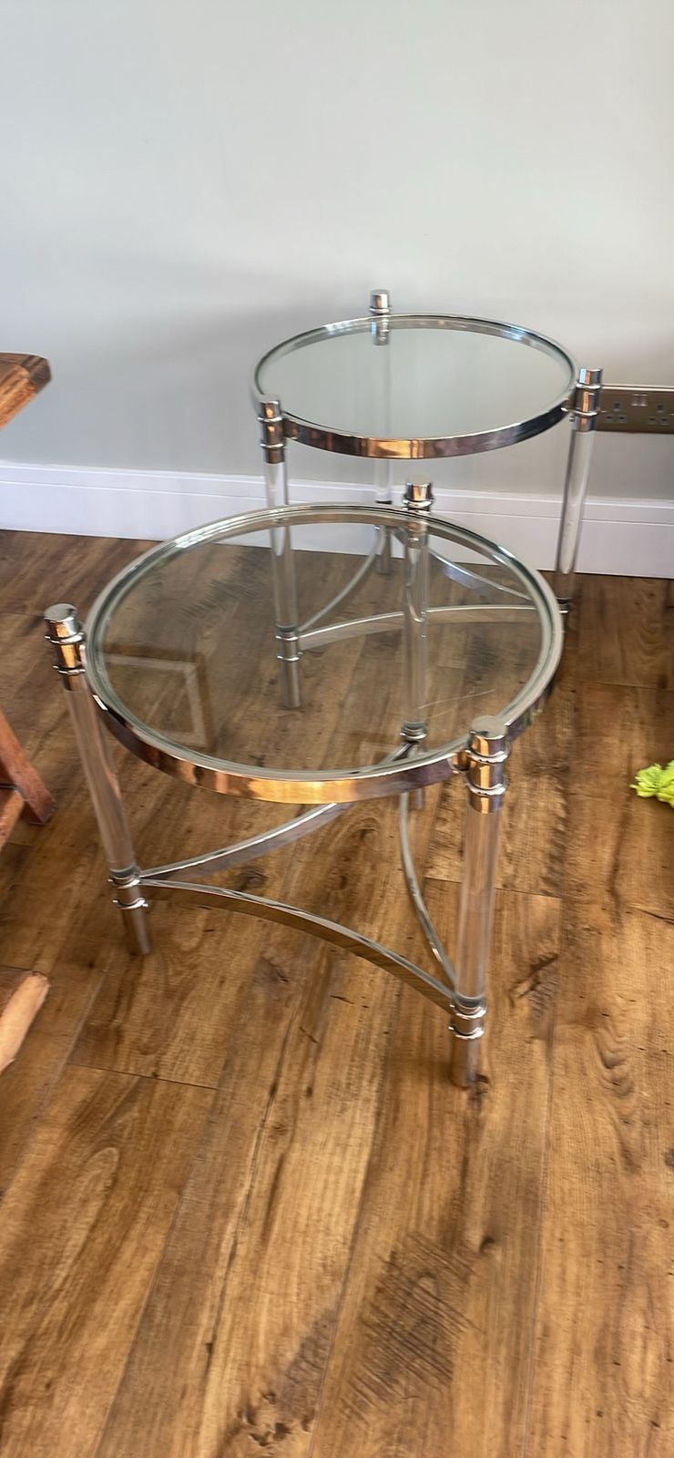 Pair Of Eichholtz Trento Chrome & Glass Side Tables / Occasional Tables photo furniture