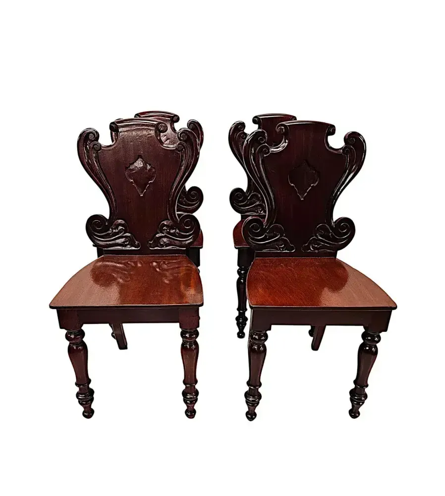 A Very Rare And Fine 19th Century Irish Set Of Four Hall Chairs photo furniture