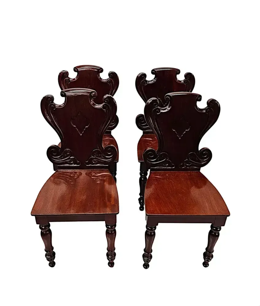 A Very Rare And Fine 19th Century Irish Set Of Four Hall Chairs photo for sale