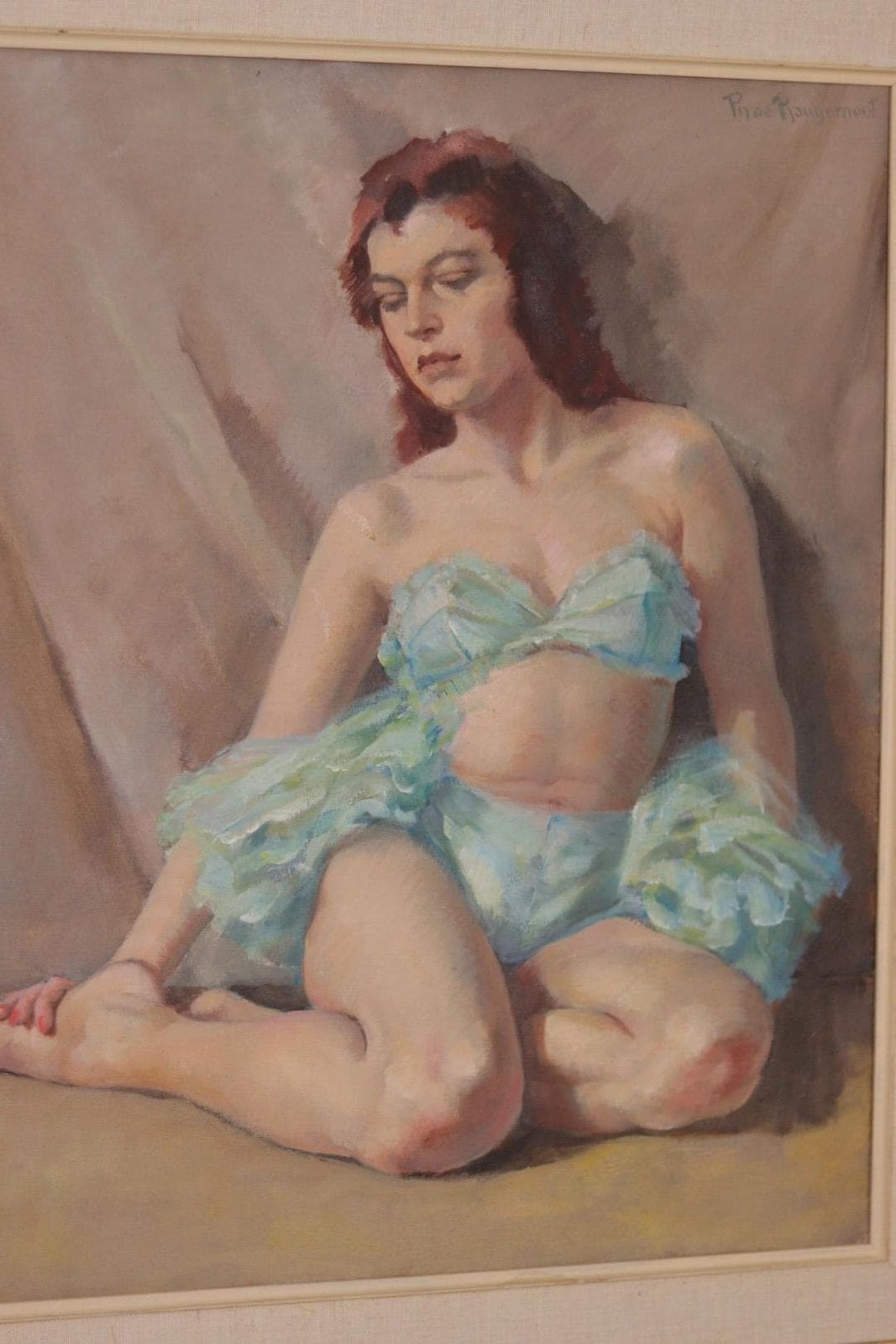 photo vinterior Original French Oil On Canvas – “Woman Portrait” By Philippe De Rougemont – Vintage & Framed – 72.5 × 64 Cm (28.5" × 25.2")