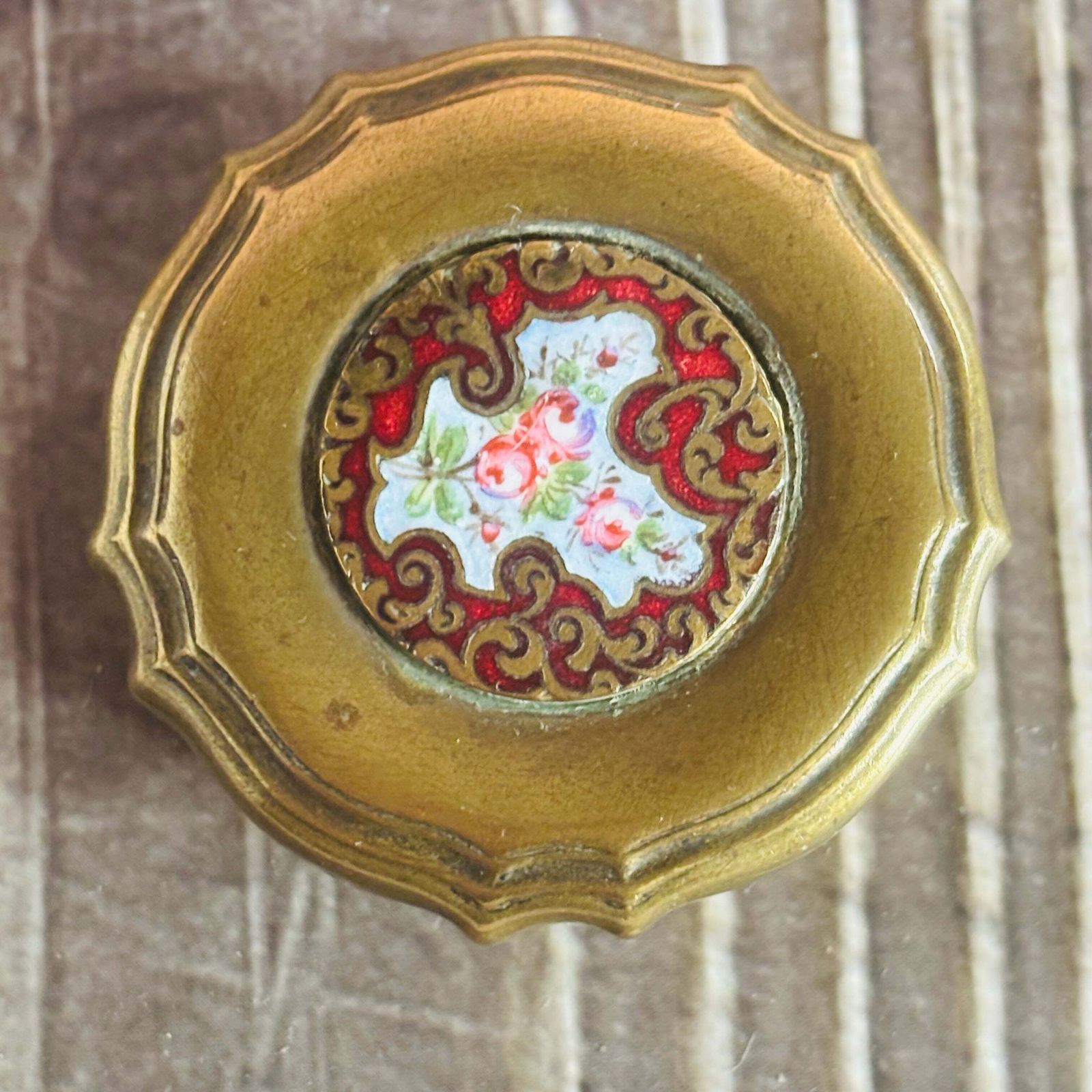 Antique Long Honeycomb Cut Glass Vanity Jar With Enamel Lid photo vinterior