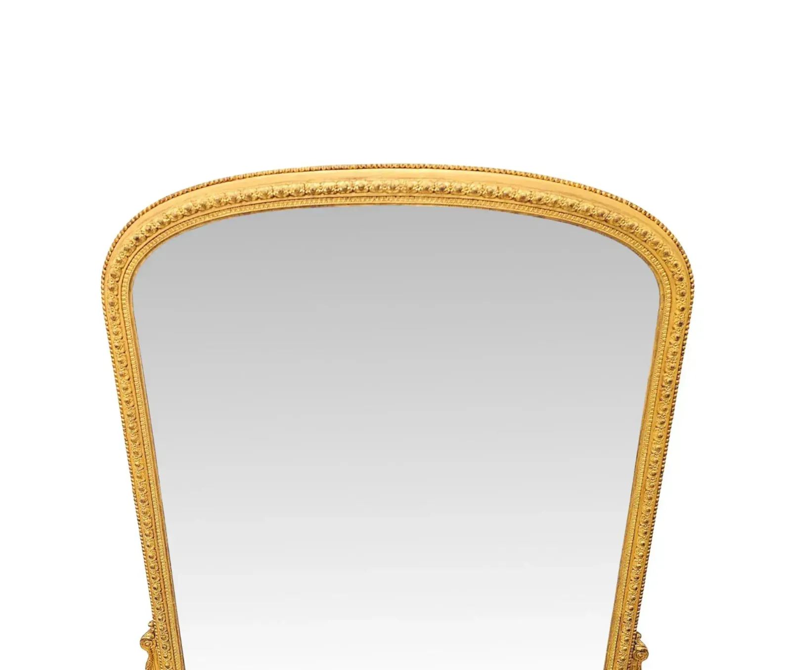 A Very Fine 19th Century Giltwood Simple Design Giltwood Overmantel Archtop Mirror photo for sale