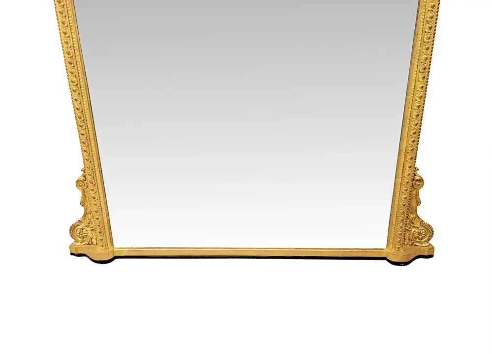 A Very Fine 19th Century Giltwood Simple Design Giltwood Overmantel Archtop Mirror photo buy