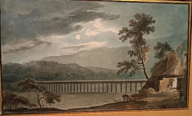 Early 19th Century Watercolor On Paper – Landscape With Aqueduct And Bridge photo 208.0