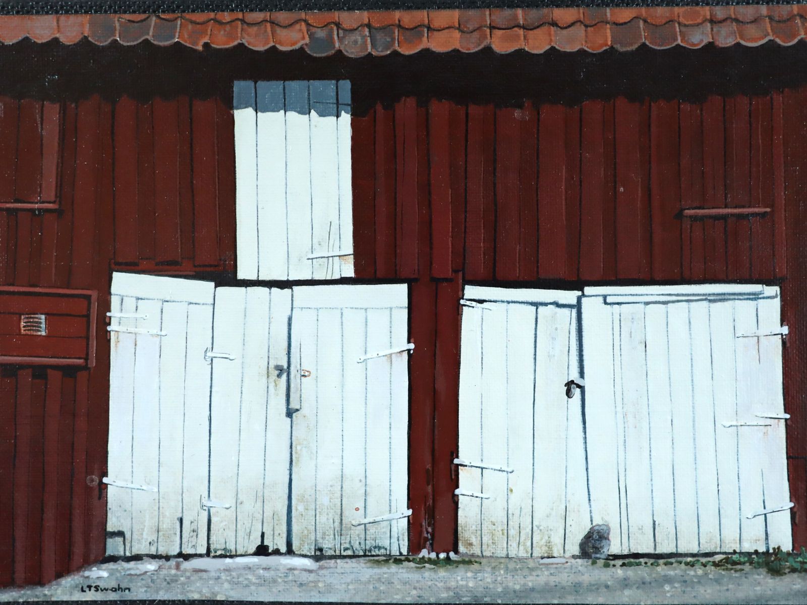The White Doors, Oil Painting, Mid 20th Century photo vintage