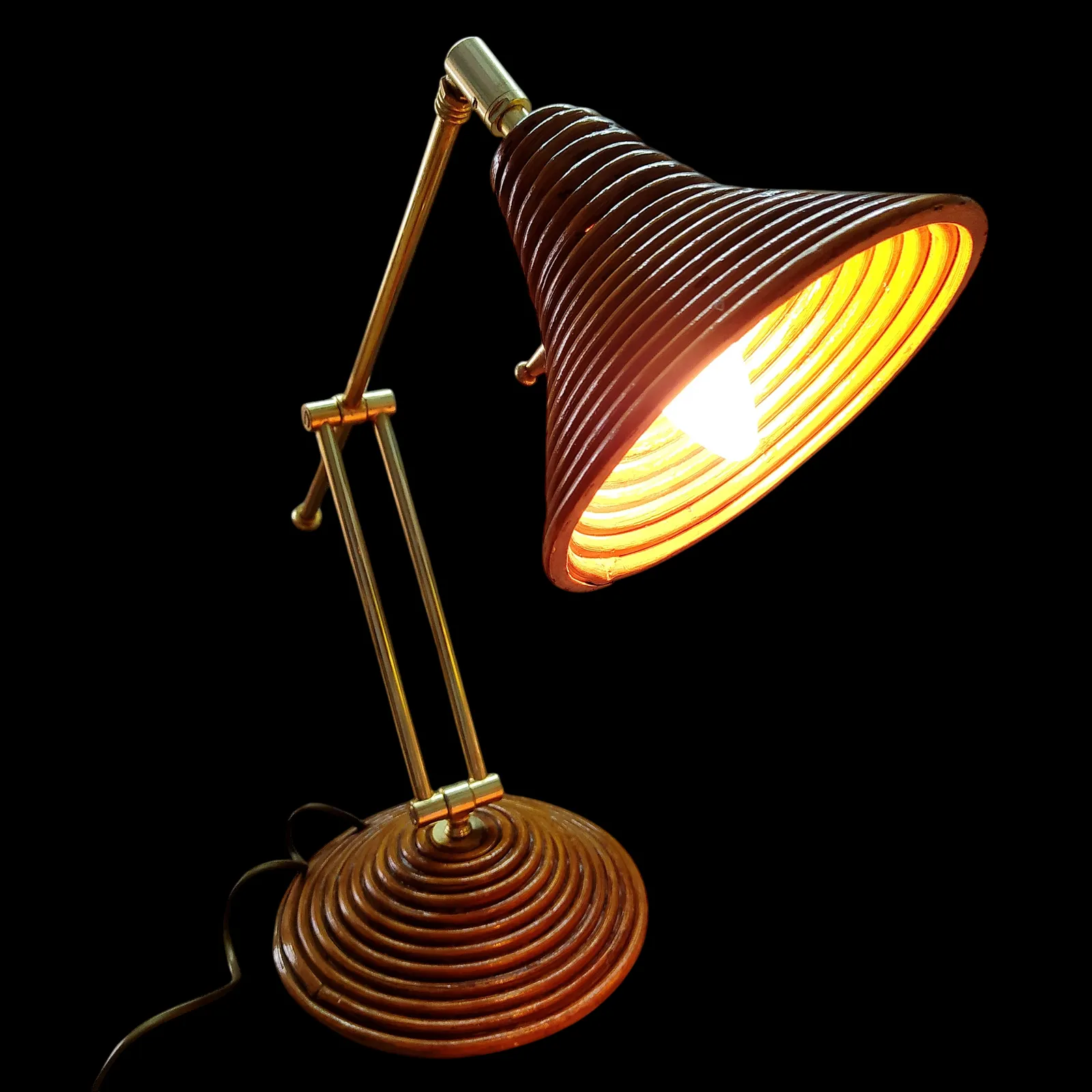 1960's Articulated  Pencil Reed Table Lamp.